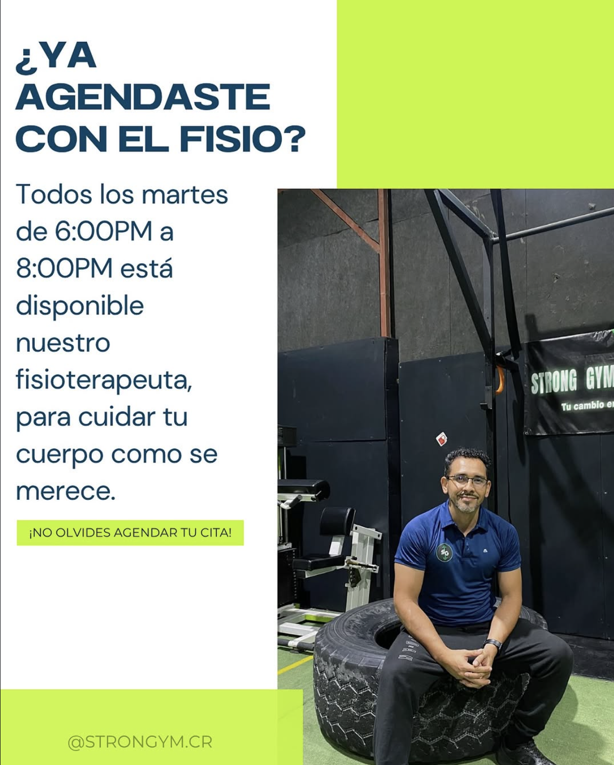Fisioterapeuta Strong Gym — Todos los martes 6PM-8PM